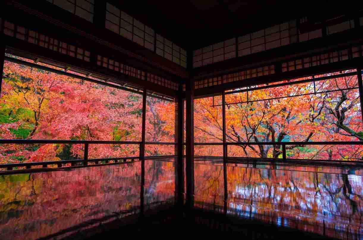 Interior de un ryokan japonés con tatami